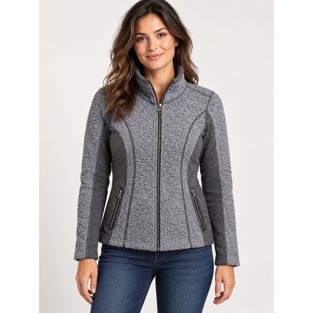 Kuhl Alska Full Zip Fleece Jacket Gray Shearling Performance Women Small